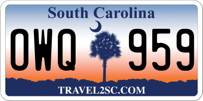 SC license plate OWQ959