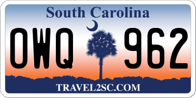 SC license plate OWQ962