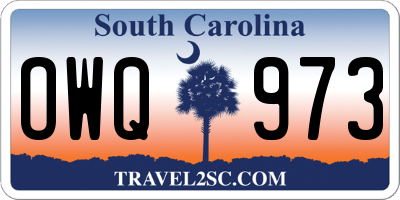 SC license plate OWQ973