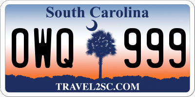SC license plate OWQ999