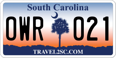 SC license plate OWR021