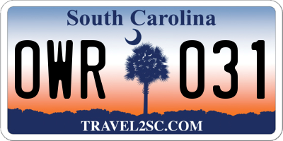SC license plate OWR031