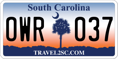 SC license plate OWR037