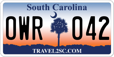 SC license plate OWR042