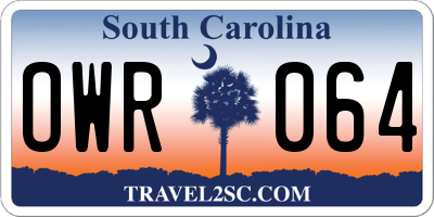 SC license plate OWR064