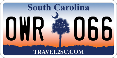 SC license plate OWR066