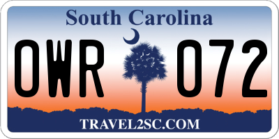 SC license plate OWR072