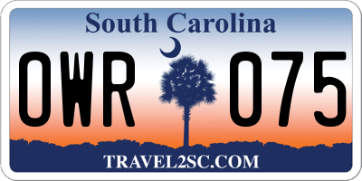SC license plate OWR075