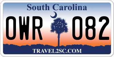 SC license plate OWR082