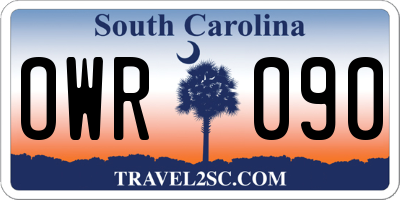 SC license plate OWR090