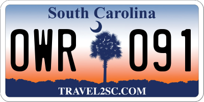 SC license plate OWR091