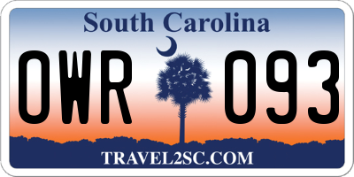 SC license plate OWR093