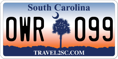 SC license plate OWR099