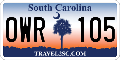 SC license plate OWR105