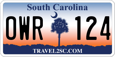 SC license plate OWR124