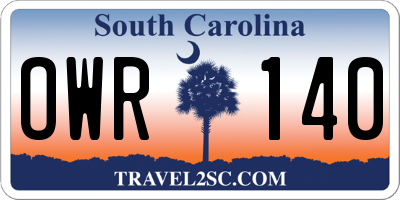 SC license plate OWR140