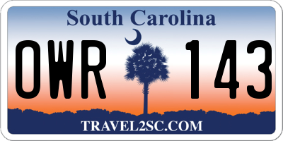 SC license plate OWR143