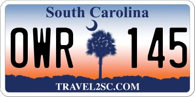 SC license plate OWR145