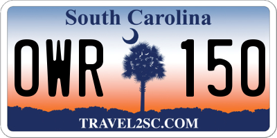 SC license plate OWR150