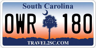 SC license plate OWR180