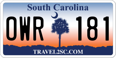 SC license plate OWR181