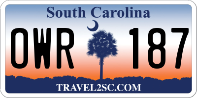 SC license plate OWR187