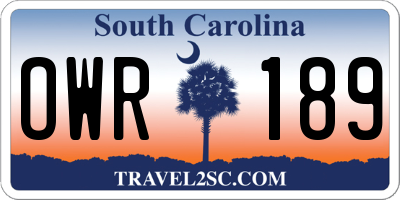 SC license plate OWR189