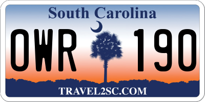 SC license plate OWR190