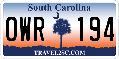 SC license plate OWR194