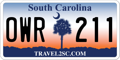 SC license plate OWR211
