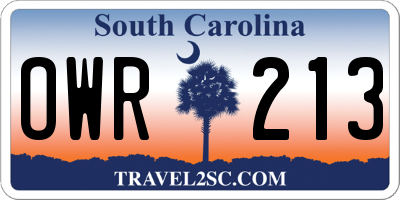 SC license plate OWR213