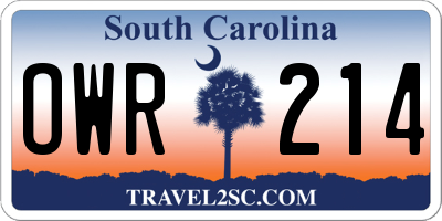 SC license plate OWR214