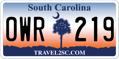 SC license plate OWR219