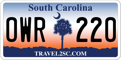 SC license plate OWR220