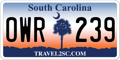 SC license plate OWR239
