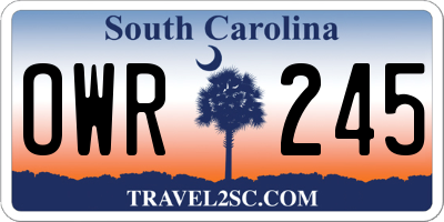SC license plate OWR245