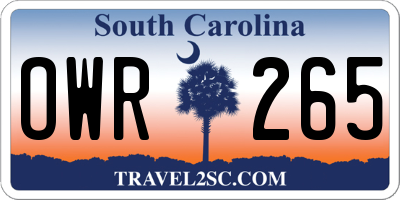 SC license plate OWR265