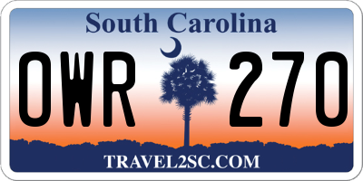 SC license plate OWR270