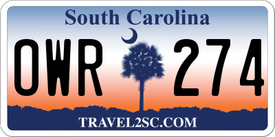 SC license plate OWR274
