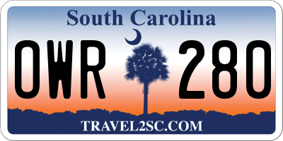 SC license plate OWR280