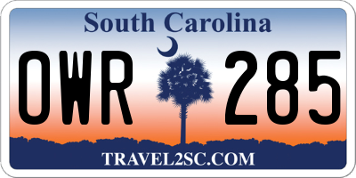 SC license plate OWR285