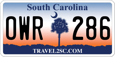 SC license plate OWR286