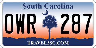 SC license plate OWR287