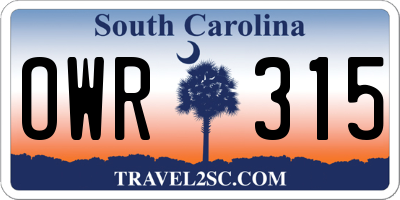 SC license plate OWR315