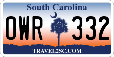 SC license plate OWR332