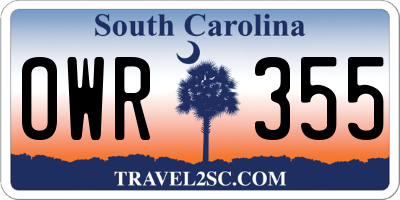 SC license plate OWR355