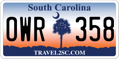 SC license plate OWR358