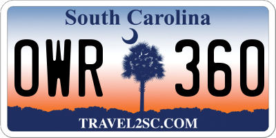 SC license plate OWR360