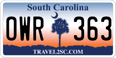 SC license plate OWR363