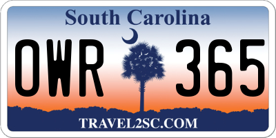 SC license plate OWR365